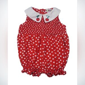 VINTAGE RAINBOW TAG Gymboree Cherry Smocked And Collared Outfit Size 6/9m